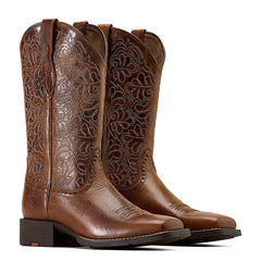 Ariat Women's Round Up Remuda Wide Square Toe Western Boot - Aged Tan