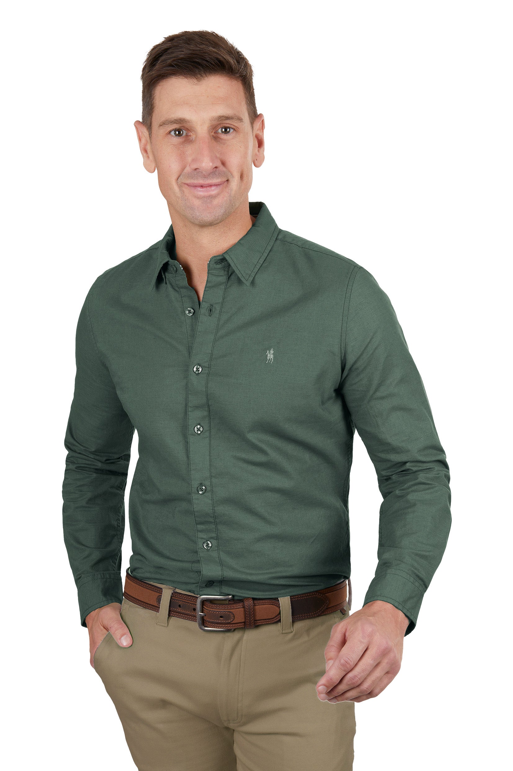 Thomas Cook Mens Linen LS Shirt | Sage