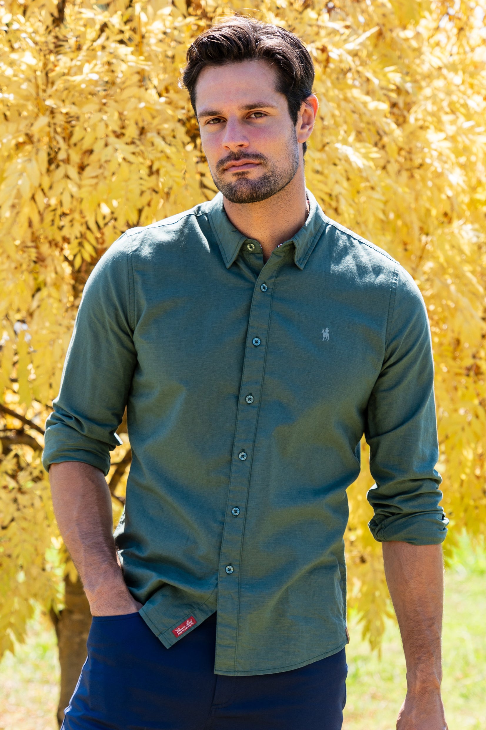 Thomas Cook Mens Linen LS Shirt | Sage