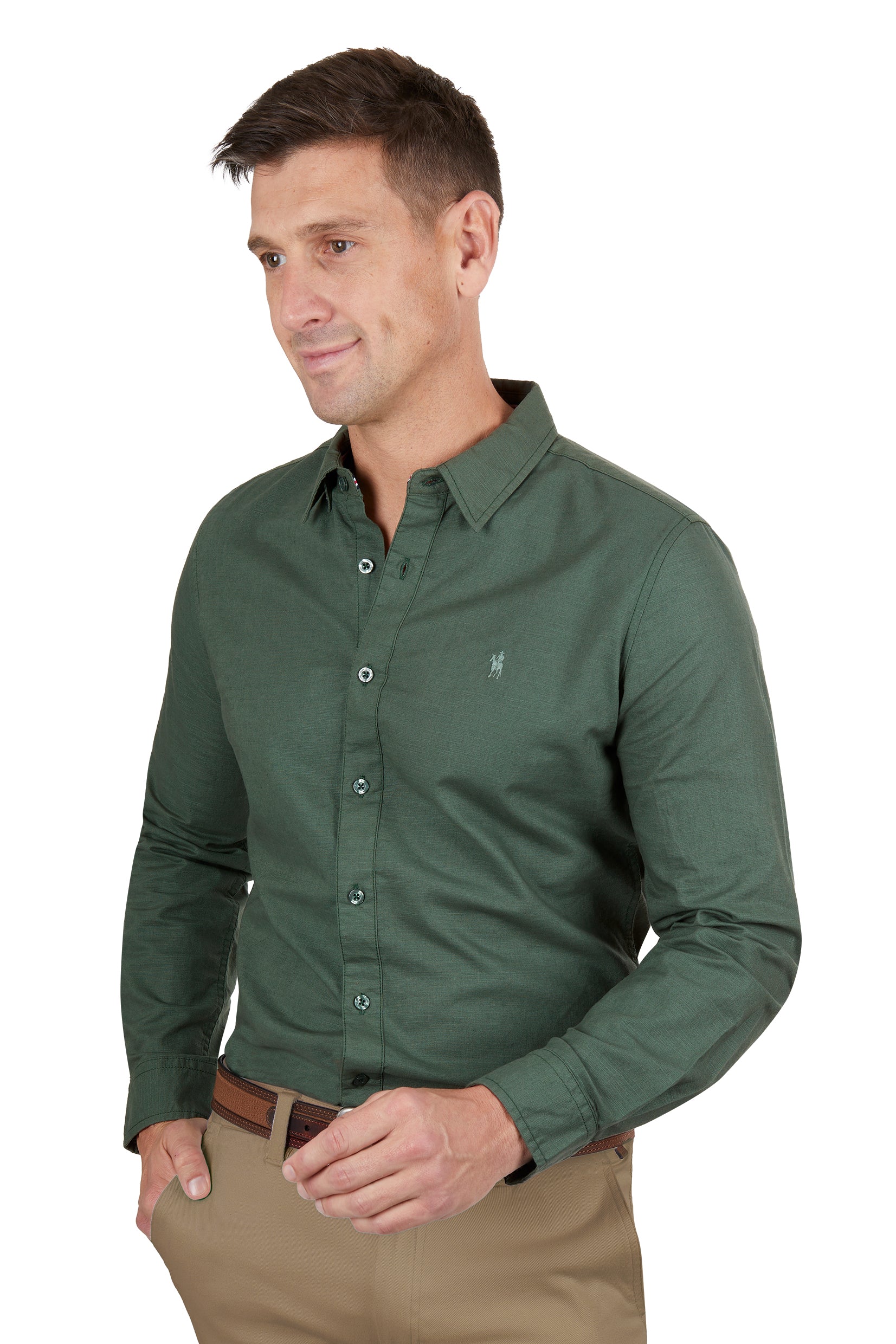 Thomas Cook Mens Linen LS Shirt | Sage