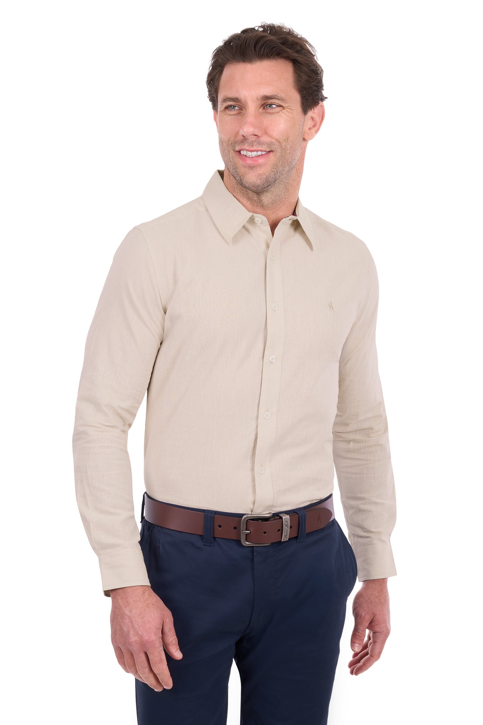 Thomas Cook Mens Linen Shirt | Natural Marle