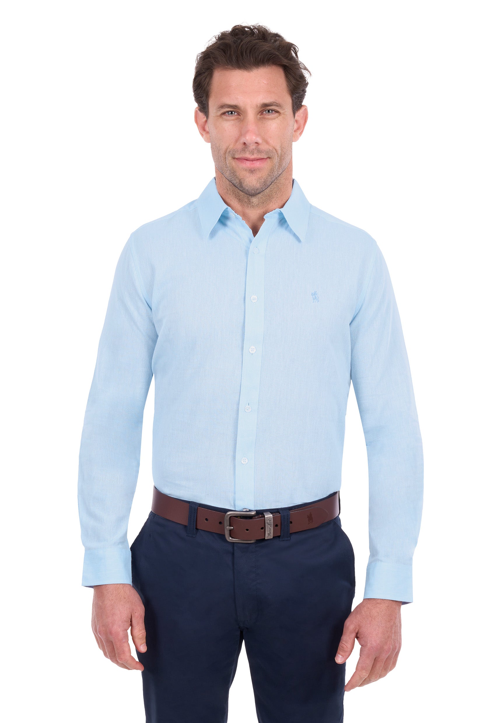 Thomas Cook Mens Linen Shirt | Blue Marle