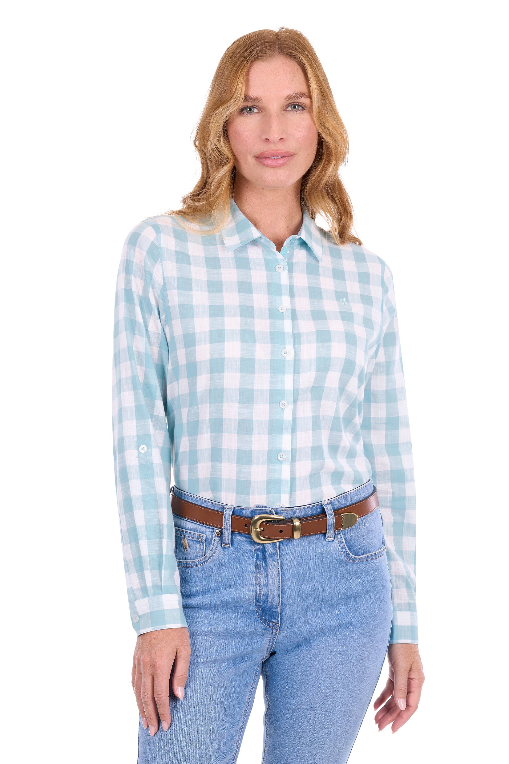 Thomas Cook Womens Eliza Shirt | Pastel Turquoise/White