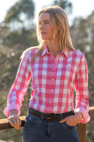 Thomas Cook Womens Tamara Pink/White LS Shirt