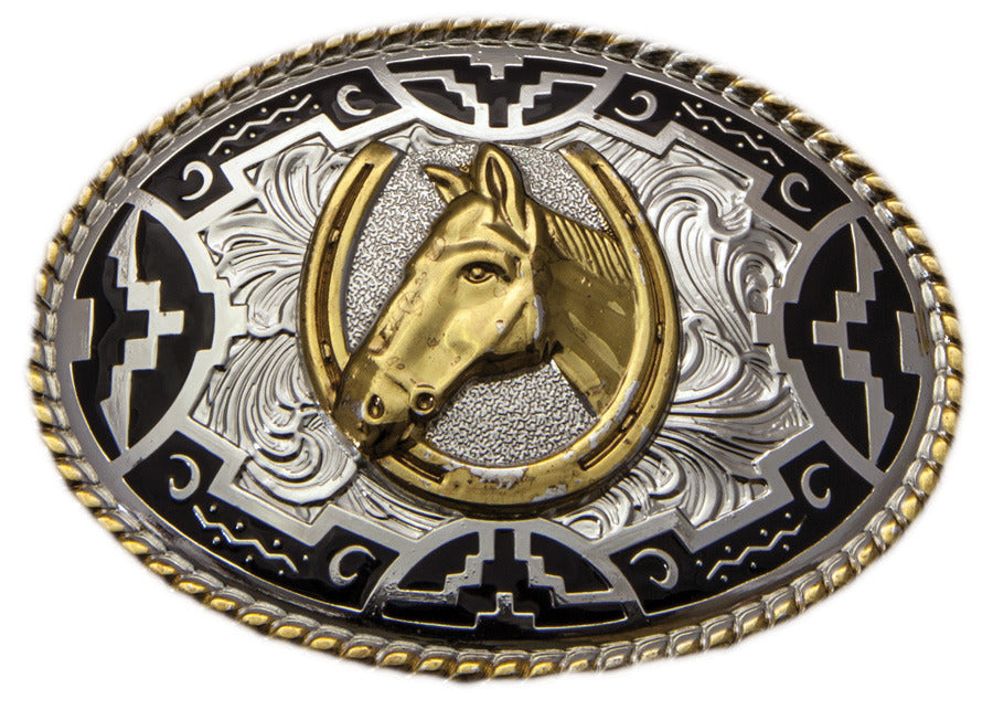 Brigalow Aztec Horse Head Belt Buckle