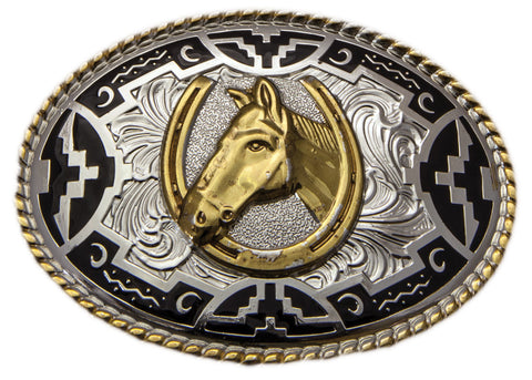 Brigalow Aztec Horse Head Belt Buckle