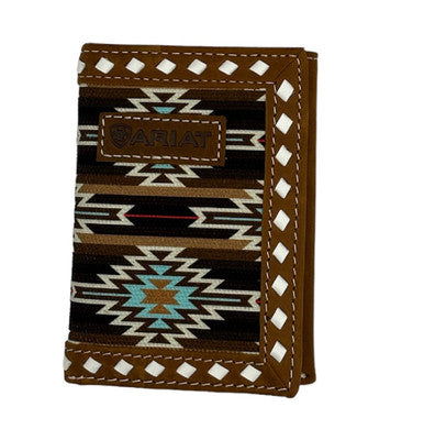Ariat Tri-Fold Wallet - Southwest Diamond Lace - Brown