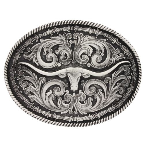 Montana Attitude Rope & Barbed Wire Long Horn Buckle