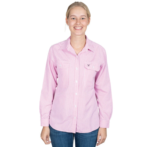 Just Country Womens Abbey Workshirt | Rose Mini Check