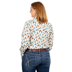 Just Country Women's Abbey Workshirt | Navy Sunflowers