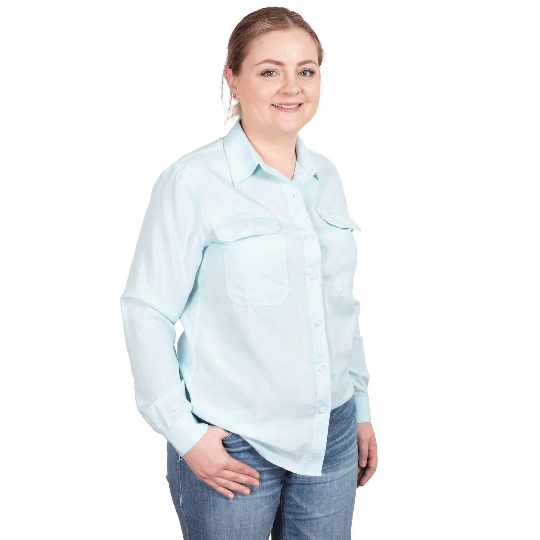 Just Country Womens Abbey Workshirt |Ice Mint Chambray