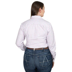 Just Country Womens Abbey Workshirt | Soft Pink and Blue Check