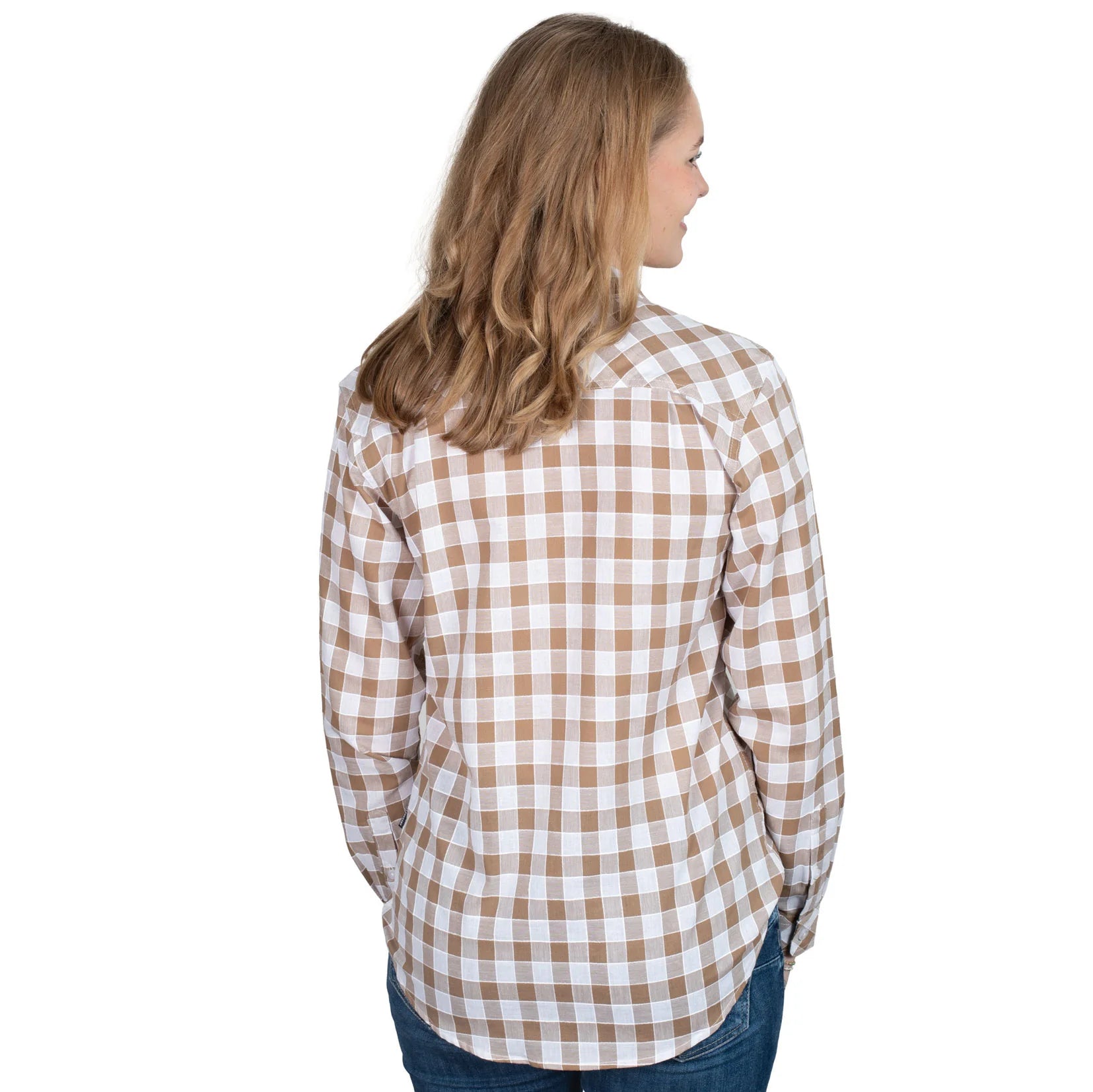Just Country Womens Abbey Workshirt | Tan/White Check
