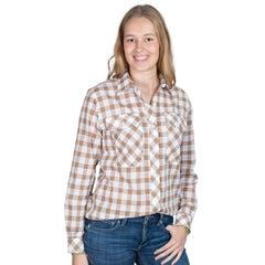 Just Country Womens Abbey Workshirt | Tan/White Check