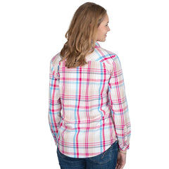 Just Country Womens Abbey Workshirt | Pink/Blue/Tan Plaid