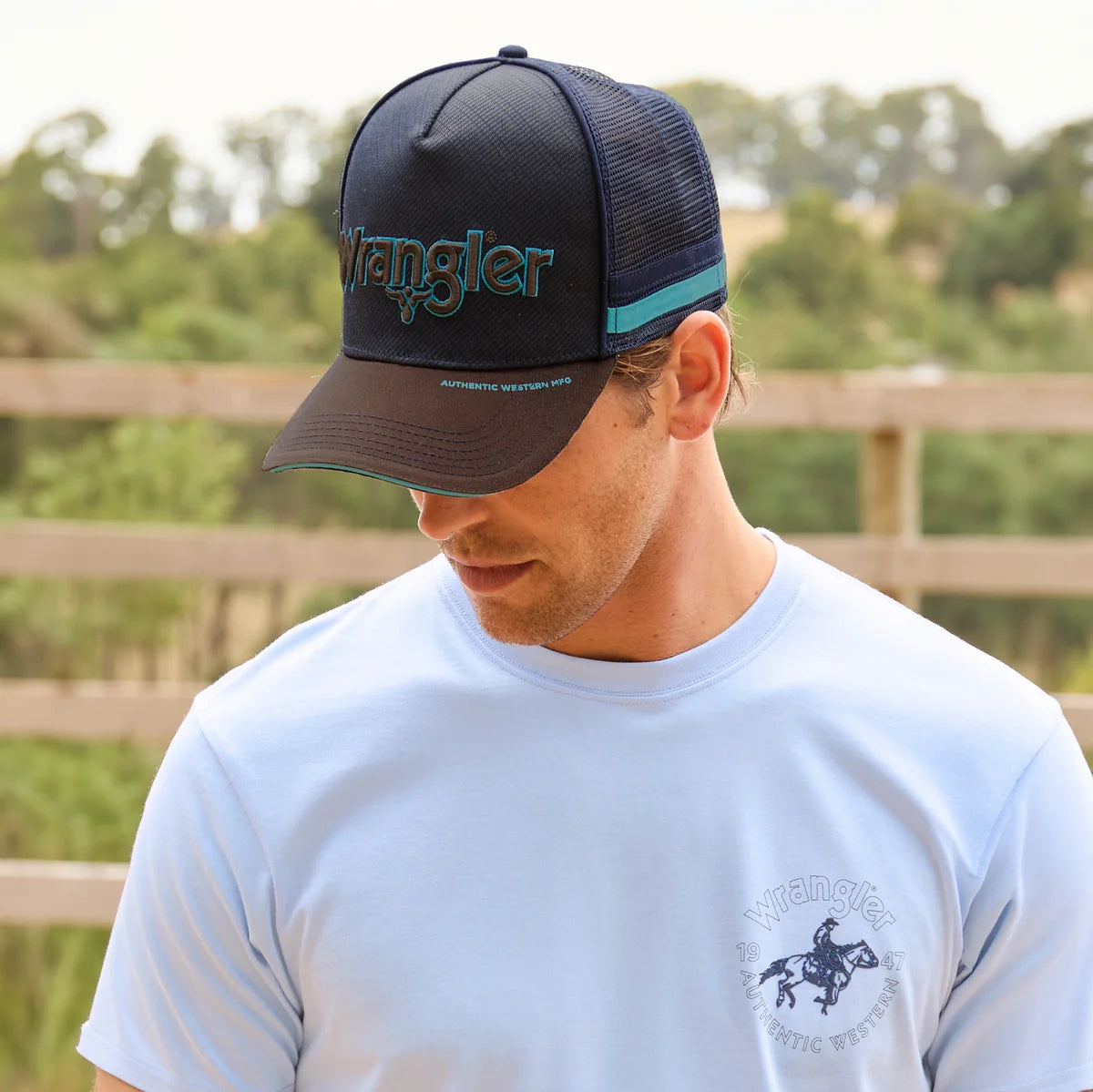 Wrangler Chase High Profile Trucker Cap Navy/Tan