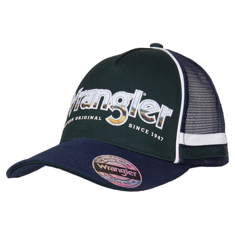 Wrangler Brad Trucker Cap, Dark Green/Navy