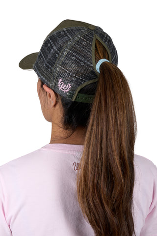 Wrangler Piper Ponytail Trucker Cap - Olive
