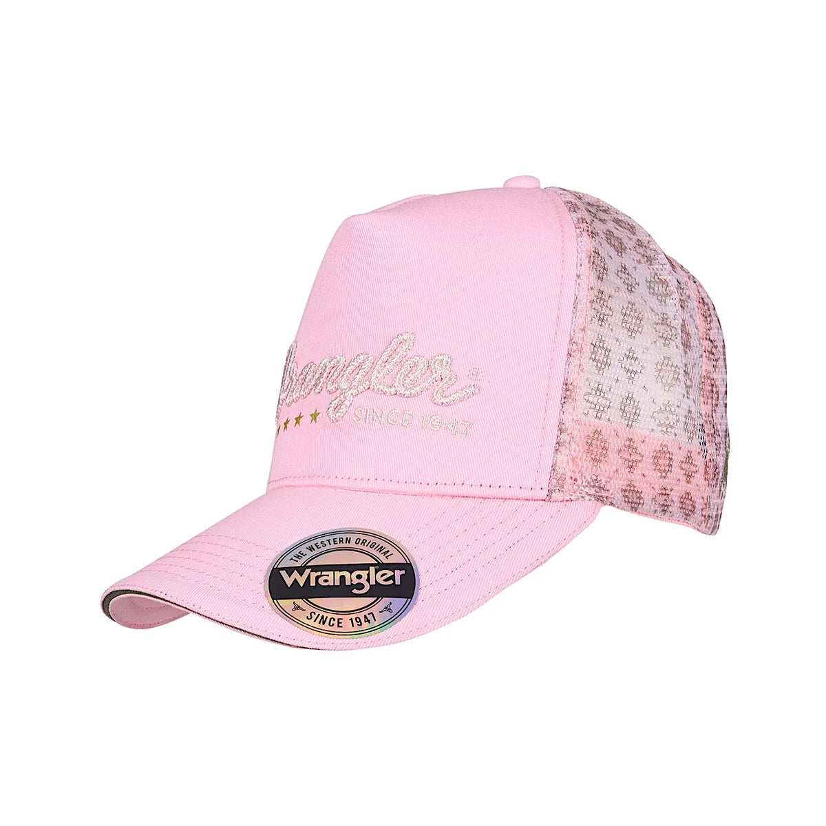 Wrangler Lucy Hgh Profile Ponytail Trucker Cap - Pastel Pink/Khaki Marle