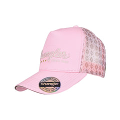 Wrangler Lucy Hgh Profile Ponytail Trucker Cap - Pastel Pink/Khaki Marle