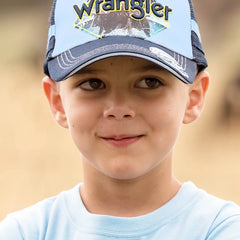 Wrangler Kid's Bruno Trucker Cap - Light Blue / Navy