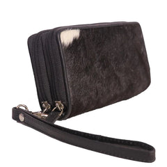 Double Zip Cowhide Wallet | Black