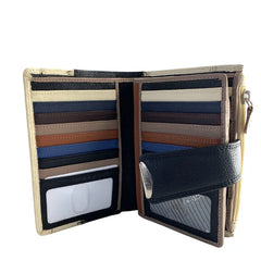 Funky Leather Wallet | Black/Beige