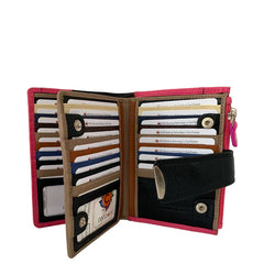 Funky Leather Wallet | Black/Hot Pink