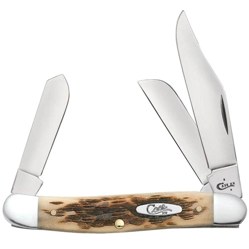 Case Stockman - 3 Blade Amber Bone Handle (Made in USA) - Medium