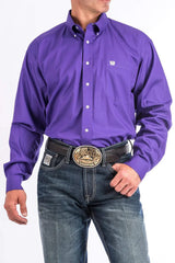 Cinch Men's Western Solid Purple Button-Down Shirt