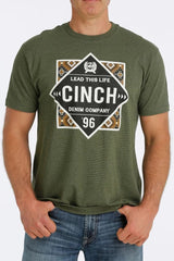 Cinch Mens Logo Aztec Tee - Heather Green