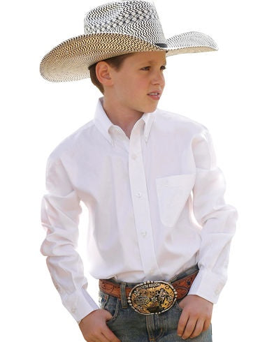 Cinch Boys Solid White Shirt