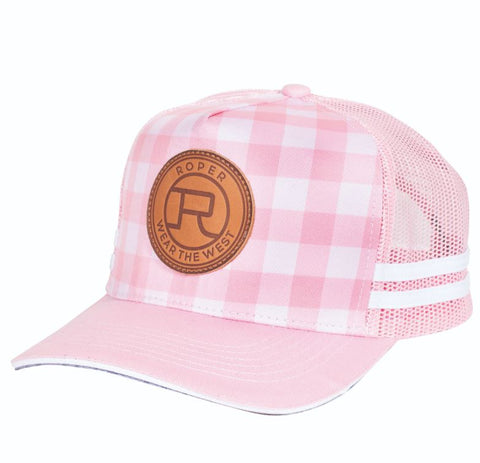 Roper Trucker Cap Mini Plaid Pink/Light Pink