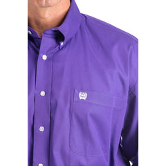 Cinch Men's Western Solid Purple Button-Down Shirt