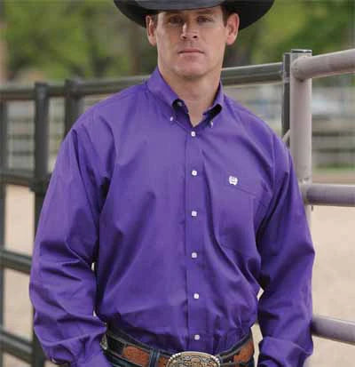 Cinch Men's Western Solid Purple Button-Down Shirt