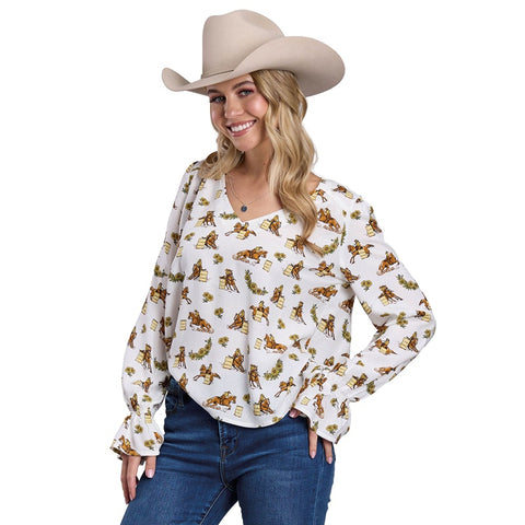 Roper Ladies Barrel Racer Print Blouse