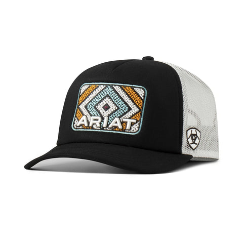 Ariat Women’s Cap ‘Embroidered Patch’ Foam Front Mesh Snap Back Black