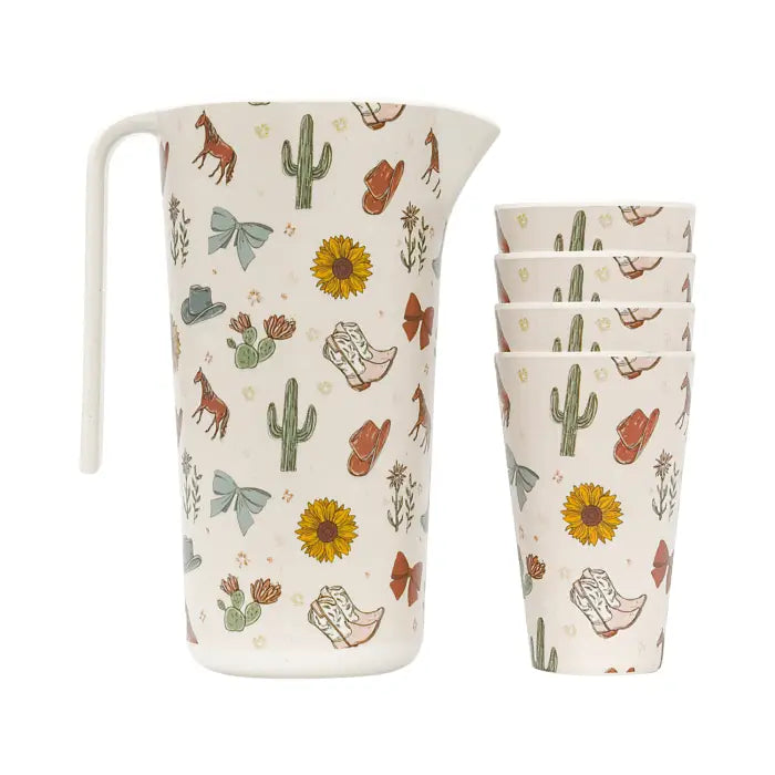 Saddle & Bloom Bamboo Melamine Cup & Jug Set