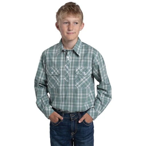 Just Country Boys Brayden Shirt - Deep Sea Green & White Plaid