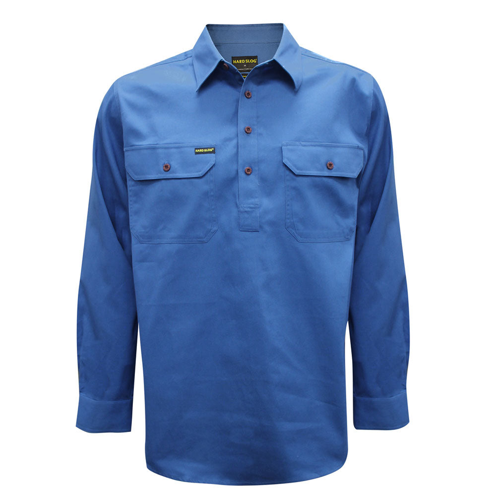 Thomas Cook Hard Slog 1/2 Button Light Drill Long Sleeve Shirt – Blue River