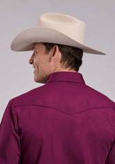 Roper Mens Karman Embroidered Shirt | Wine