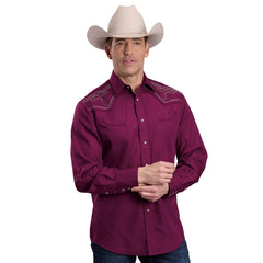 Roper Mens Karman Embroidered Shirt | Wine
