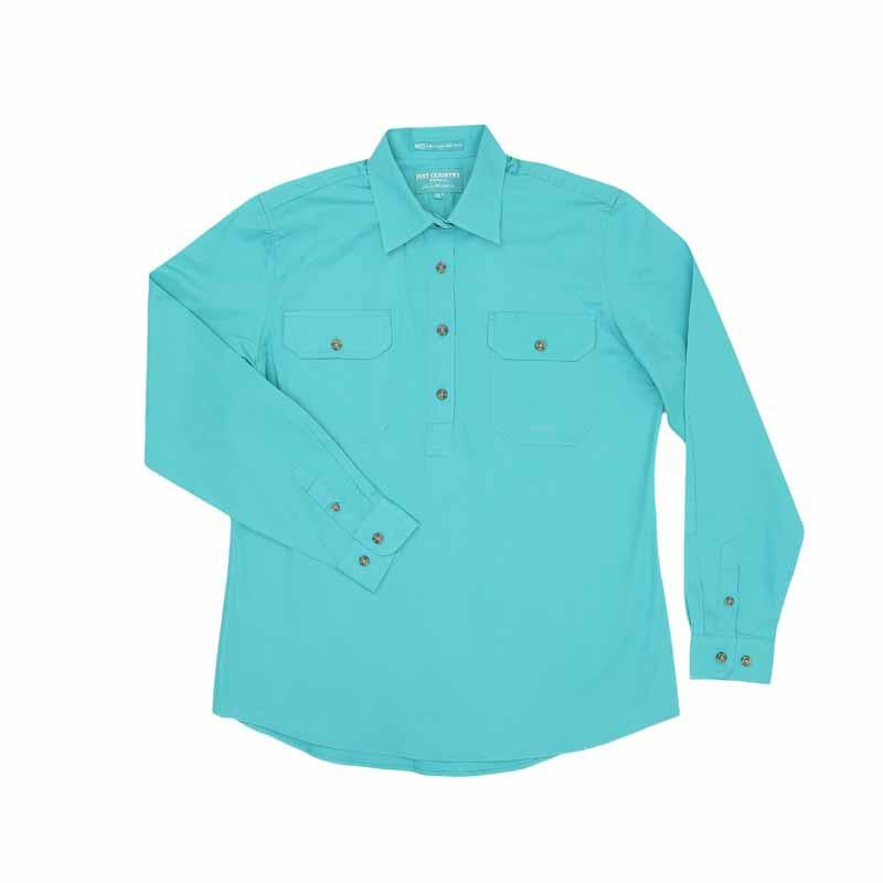 Just Country Jahna 1/2 Button Work Shirt - Turquoise