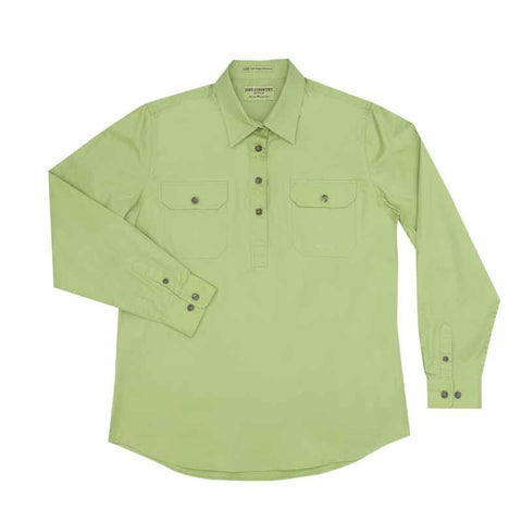 Just Country Jahna 1/2 Button Work Shirt - Lime Green