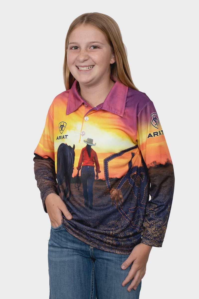 Ariat Girls Fishing Shirt - Western Sunset