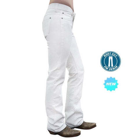 Pure Western Womens Riding Boot Cut Jeans - White