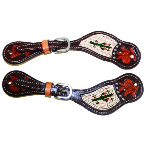 Fort Worth Cactus Beaded Spur Straps