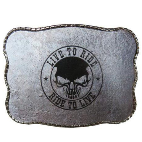 Live to Ride Skull Wallet Buckle