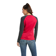 Ariat Womens R.E.A.L Loop Persian Red Baseball T-Shirt