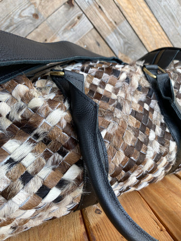 Woven Cowhide Overnight Bag 001